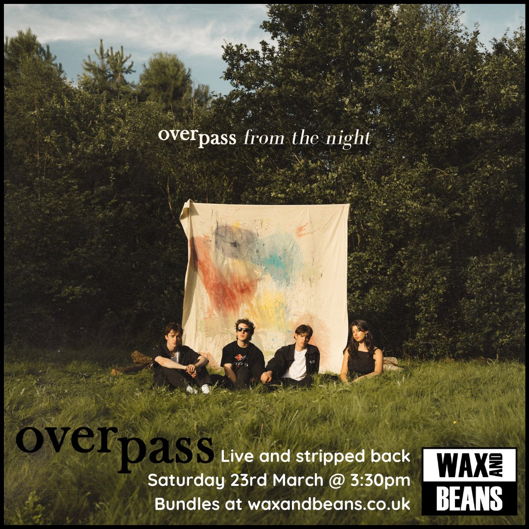 💥 Overpass in store event 💥 The band are swinging by Wax and Beans ahead of their sold out show in Manchester on Sat 23rd March. Free entry with a CD or record This will be a magnifico stripped back, intimate show Grab bundles here waxandbeans.co.uk/search?q=Overp… @overpass_band