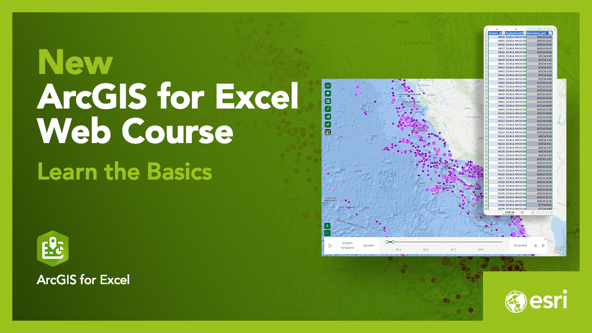 EsriTraining's tweet photo. New web course! 📢 Learn how to use ArcGIS for Excel to spatially enable your spreadsheet data: https://t.co/s11QtfID8d https://t.co/p6WHWd1O4k