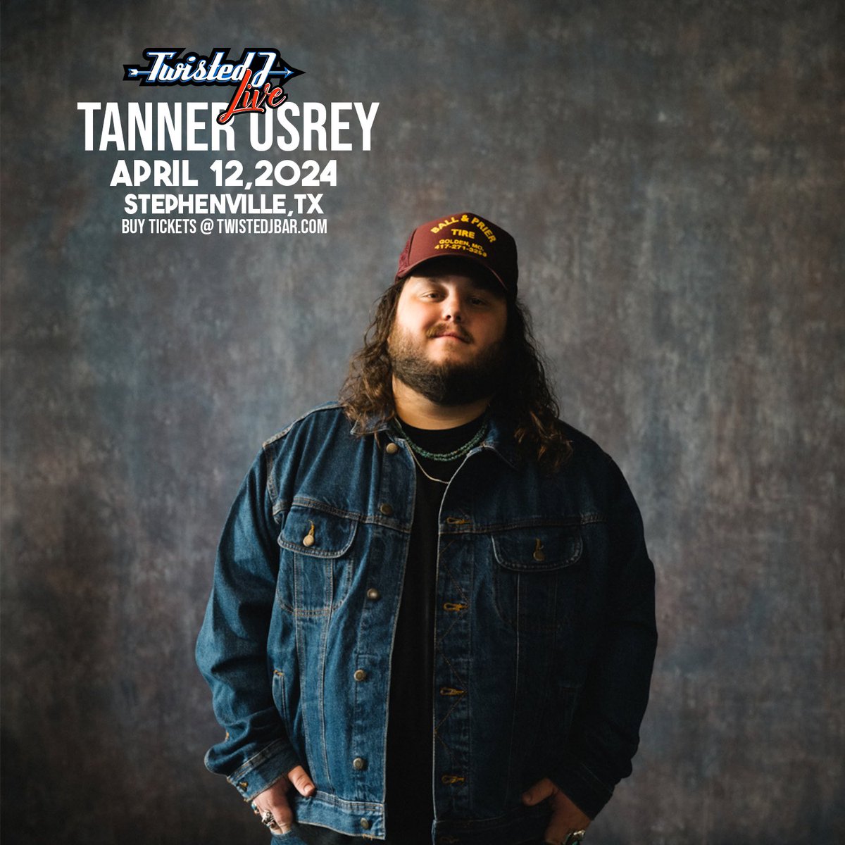 JUST ANNOUNCED - STEPHENVILLE, TX \\ <a href="/TUsreymusic/">TannerUsrey</a> is headed back to Twisted J on April 12!

Grab your tickets NOW at twistedjbar.com and see him LIVE on the <a href="/twistedxglobal/">Twisted X</a> stage!
