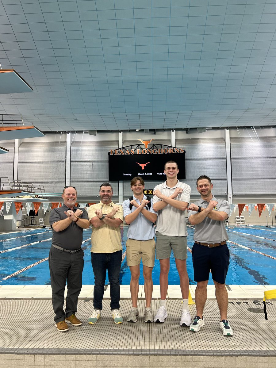 Building Connections: Great to see St. X Leadership-Mike Littell, President Colistra ⁦@StX_President⁩ , Curt White meet up with a couple of Big 12 Champions Holden Smith (21) & Will Scholtz (23) on campus @ UT! Tradition Matters! We are ALL Tigers! #WeAreStX #TigerForever