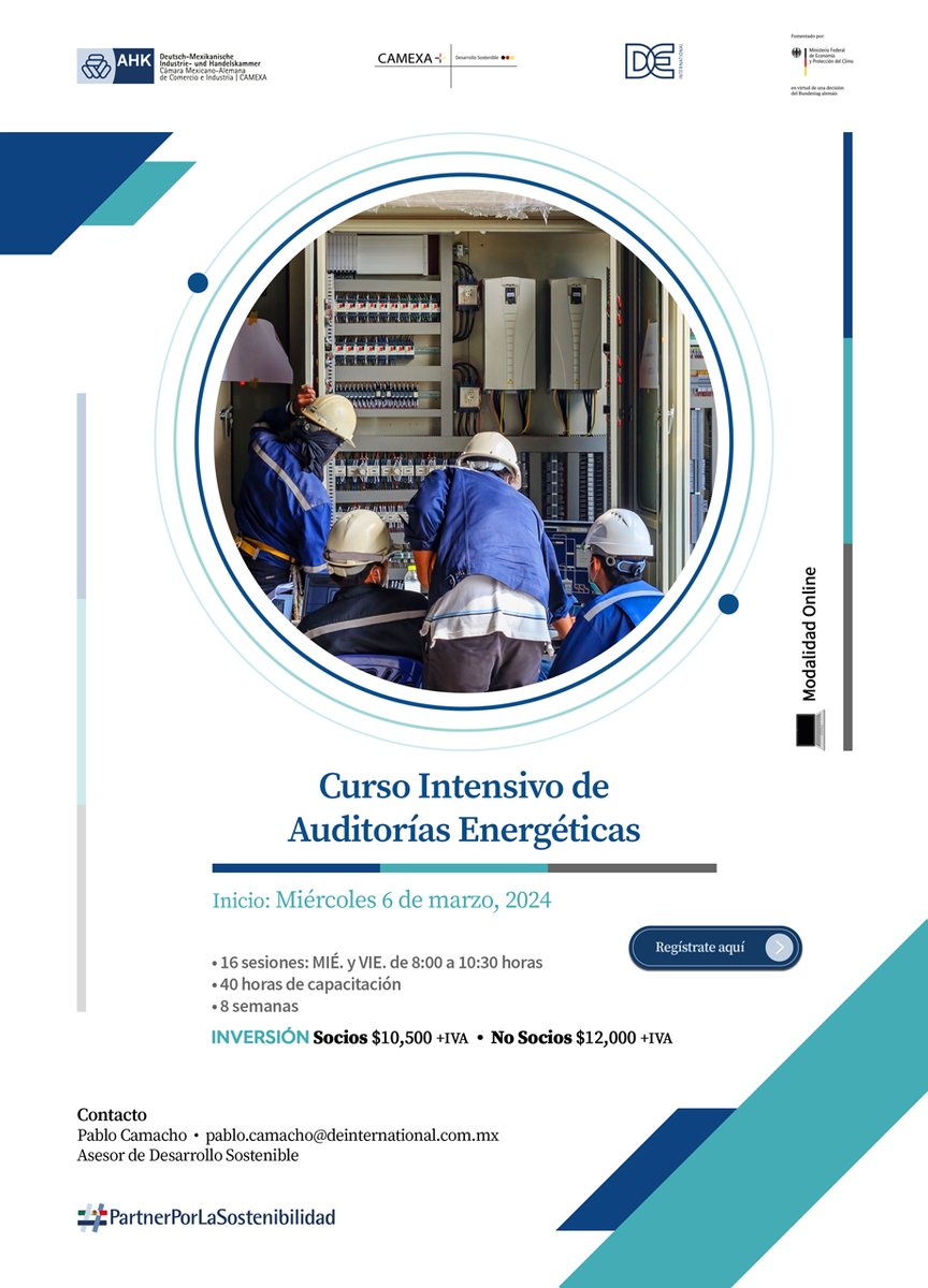 ⏰ ¿Listo para potenciar tus habilidades? Únete a nuestro curso de Auditorías Energéticas que comienza mañana. Aprovecha la oportunidad para destacar en eficiencia energética. 🔍🌱 #EficienciaEnergética 

Ihttps://camexa-formularios.com/formulario/inscripcion_a?id=mXZ4