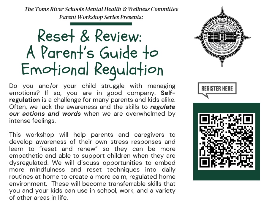 Toms River Regional Schools (@wearetrschools) on Twitter photo One week from today, Laine Whittaker from <a href="/EffSchSol/">Effective School Solutions</a> will host A Parent's Guide to Emotional Regulation, 6-7 p.m. at Silver Bay Elementary School. Have you registered yet? tinyurl.com/resetrenew #mentalhealthπ§ βοΈ One week from today, Laine Whittaker from <a href="/EffSchSol/">Effective School Solutions</a> will host A Parent's Guide to Emotional Regulation, 6-7 p.m. at Silver Bay Elementary School. Have you registered yet? tinyurl.com/resetrenew #mentalhealthπ§ βοΈ