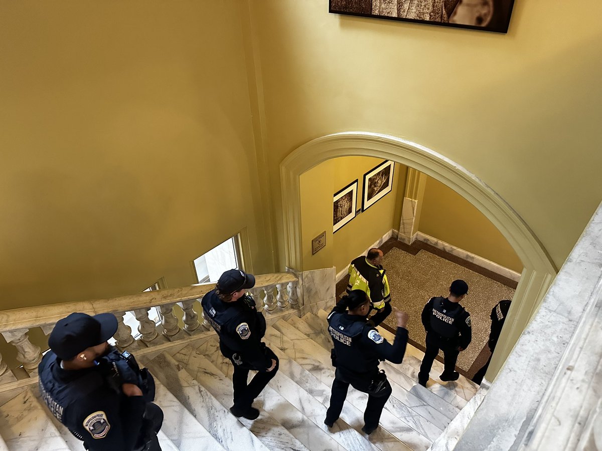 Cpatrickis's tweet image. It’s almost 4:00 and the council has not started discussing Secure DC. Now, due to technical issues - we are moving entire meeting downstairs. @7NewsDC