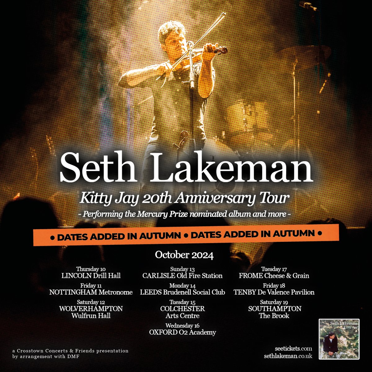 We had such a great tour in February that we jumped at the chance to do more Kitty Jay dates in October. I'll be back out with the full band and this time it's standing shows! Tickets on sale this Friday