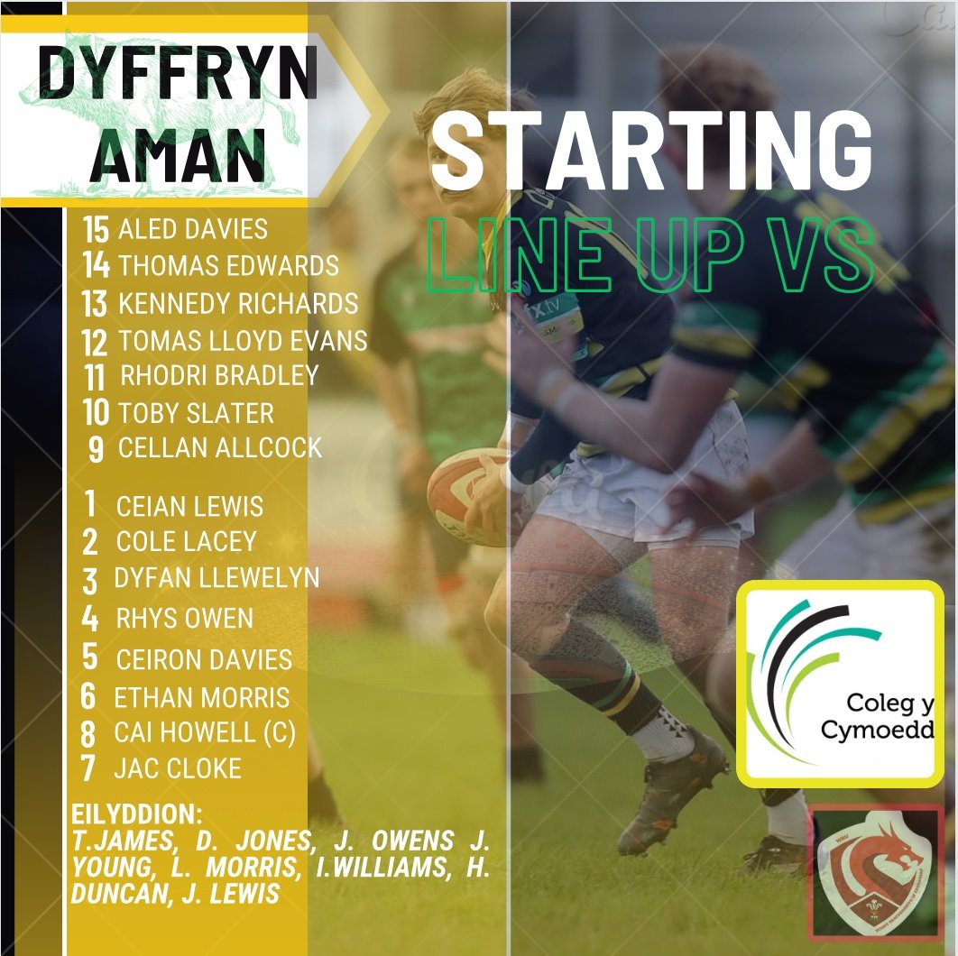 Welsh Schools &amp; Colleges 🏴󠁧󠁢󠁷󠁬󠁳󠁿
Development Conference 📈
Plate Semi-Final 🔰
@CymoeddSport 🆚️
<a href="/dyffrynaman/">Ysgol Dyffryn Aman</a> 
<a href="/PontypriddRFC/">Pontypridd RFC</a> House of Pain, Sardis Road

📅 Wed 6/3
📍 2:30pm KO

🟩🟨🐗