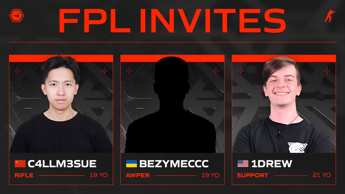 🌟 Introducing our latest trio to the FPL North America, straight from the Proving Grounds:

🎖️ <a href="/C4LLM3SUE/">C4LLM3SUE</a> (Rifle)
🔭 <a href="/Bezymeccc/">Bezy</a> (AWPer)
👊 <a href="/drew_ftg/">drew</a> (Support)

Cheers to their new journey! A big thank you to everyone who cast their votes 🫶