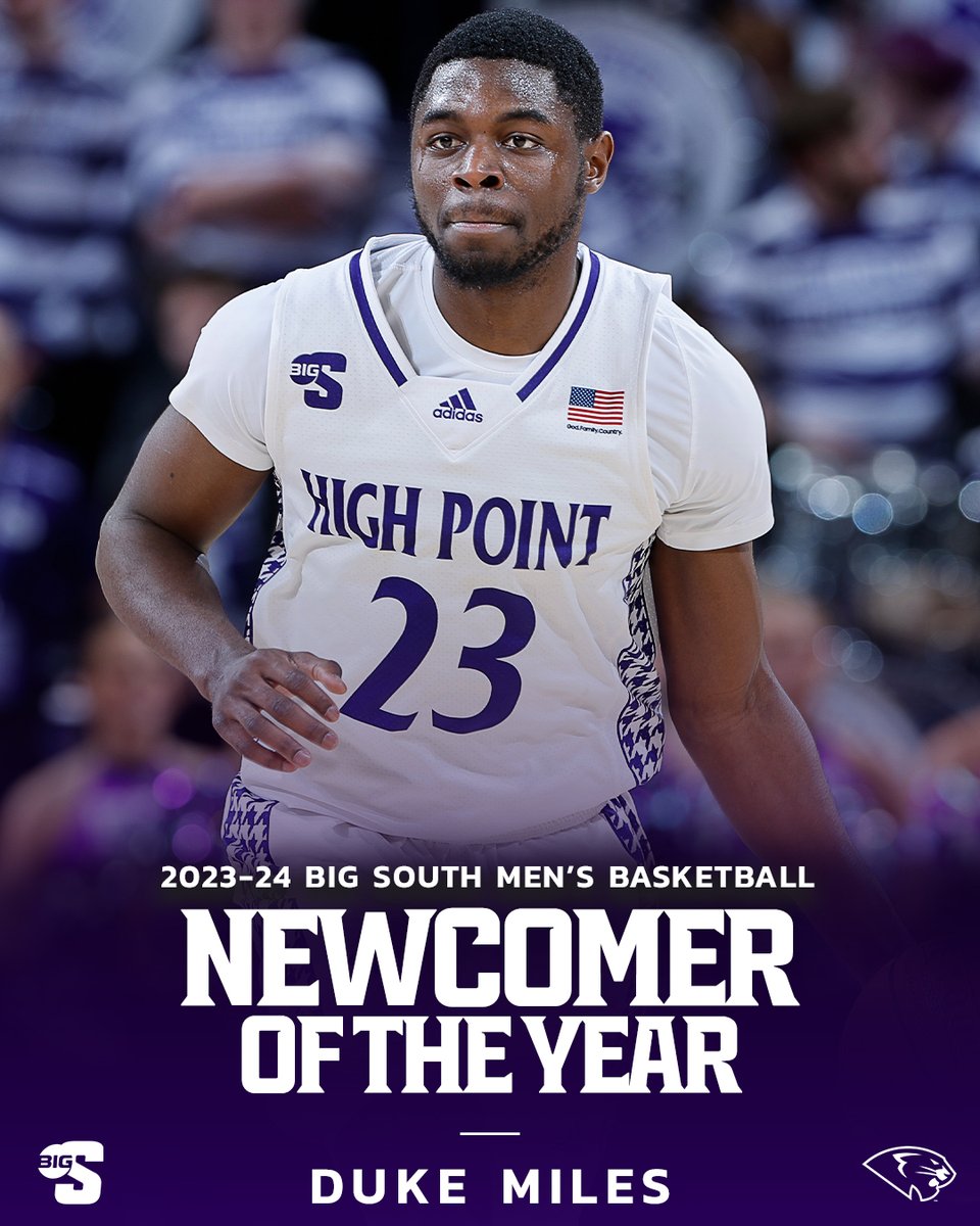 BigSouthSports's tweet photo. 𝟐𝟎𝟐𝟑-𝟐𝟒 𝐍𝐞𝐰𝐜𝐨𝐦𝐞𝐫 𝐨𝐟 𝐭𝐡𝐞 𝐘𝐞𝐚𝐫

🏀 Duke Miles, @HPUMBB 

#BigSouthMBB https://t.co/FVflgYhDlo