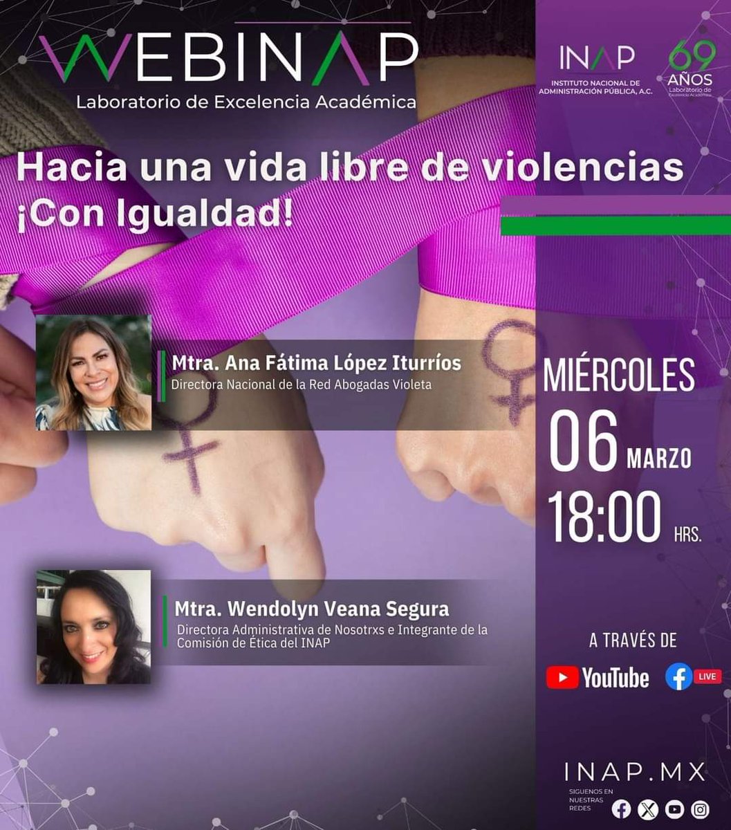 IFCivica's tweet photo. 🗣 Libres de Violencias... ¡Con Igualdad!

🗓 Miércoles 06 de Marzo | ⏰ 18:00 hrs.

🔴 En vivo por Facebook y Youtube de @inap_mx https://t.co/G9lMShmD5U