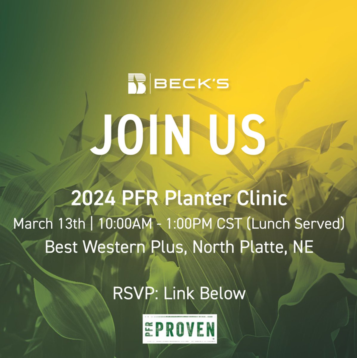 Join the <a href="/BecksAgNE/">Beck's Nebraska Agronomy</a> team on March 13th for an agronomy planter clinic. PFR Agronomist, Clayton Stufflebeam, will talk planter maintenance, setup, &amp; strategies, as well as a review on PFR planter data.

Watch below &amp; register here: shorturl.at/rvzD5

youtube.com/watch?v=yJAwlT…