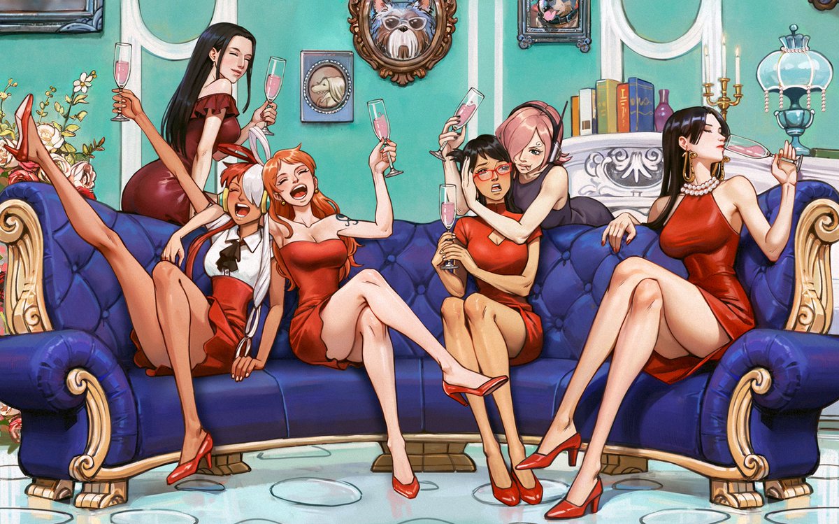 panicawa's tweet photo. The Ladies are all done! 👠 #ONEPIECE 
my redraw of Oda's recent illustration https://t.co/CDYyd0KSm2