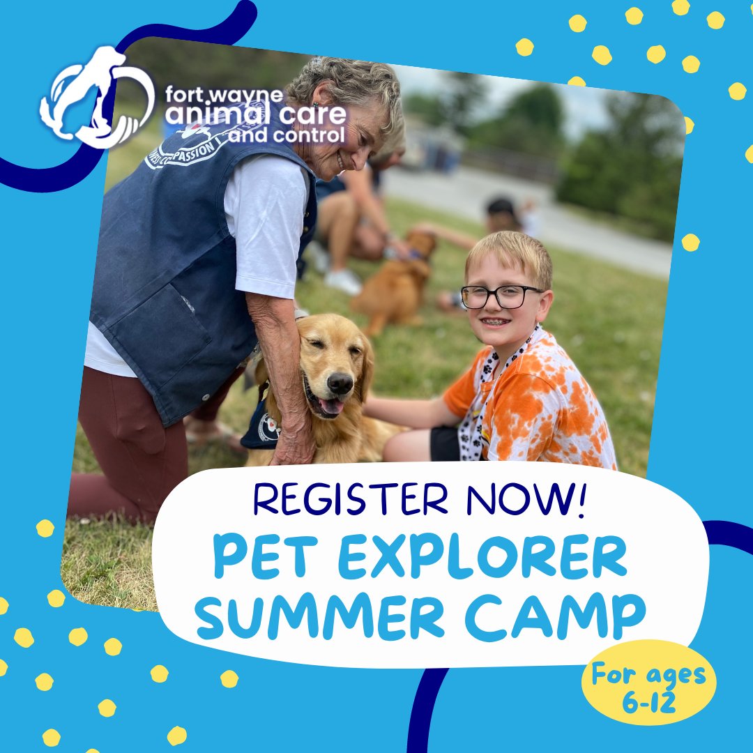 FWAnimalControl's tweet image. You can register for our Pet Explorer summer camp today! 

Learn more &amp;amp; register on our website: cityoffortwayne.org/education/pet-…