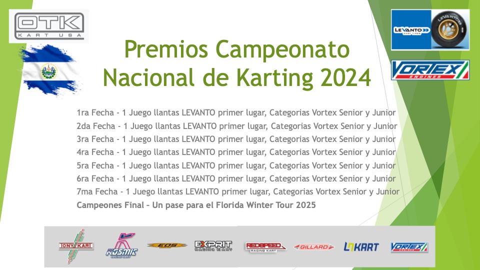 Anuncian los premios x carrera para la categoria Vortex en el Campeonato Nacional de Kartismo 2024

#NuevaEraKartismo