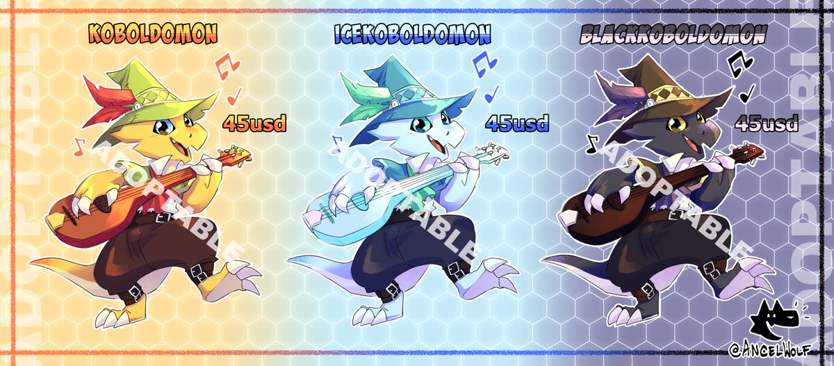 AncelWolf's tweet photo. Hi! I'm offering these Digimon adoptables! uvu

Their names are Koboldomon, IceKoboldomon and BlackKoboldomon nvn

If you are interested in any of the 3, send me a DM or comment here 😁✨

#Digimon #デジモン #adoptable https://t.co/k6IwfsoD99