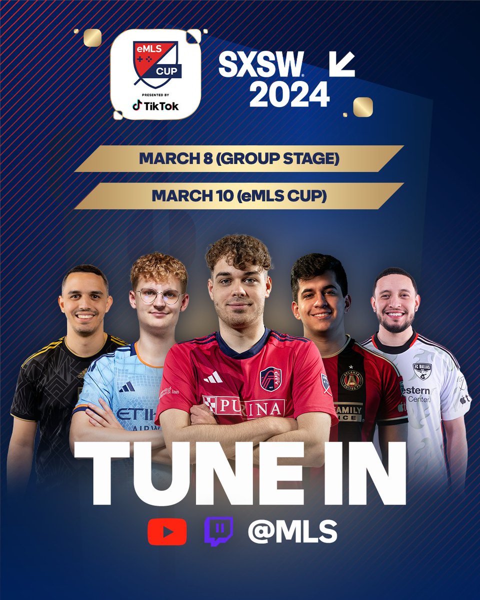eMLS's tweet photo. Bring on the hype! A new eMLS Cup Champion will be crowned this weekend in Austin 👑

⚽️ Friday - Group Stage
🏆 Sunday - eMLS Cup 

Get ready for the ultimate showdown 🎮🔥

RSVP: https://t.co/9csavytnfW https://t.co/qwVXETdExr