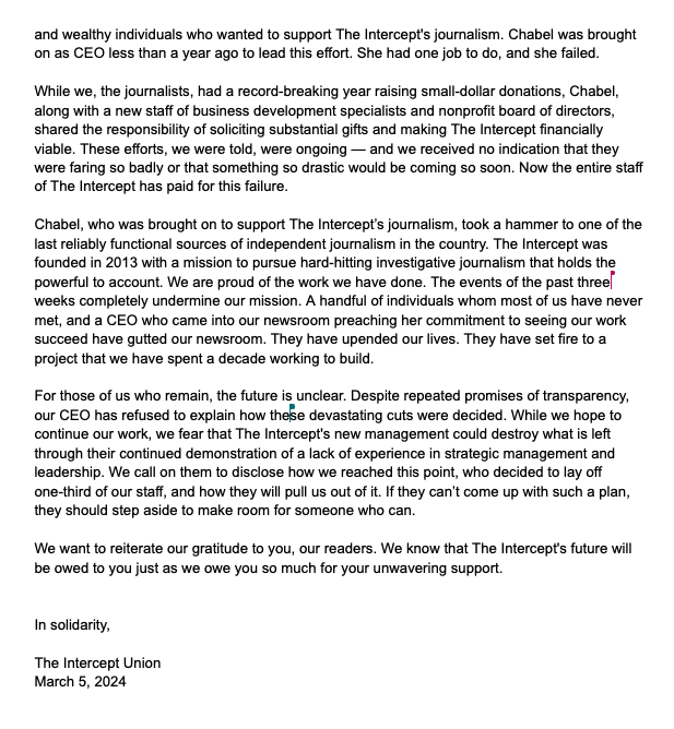 A statement to our readers: