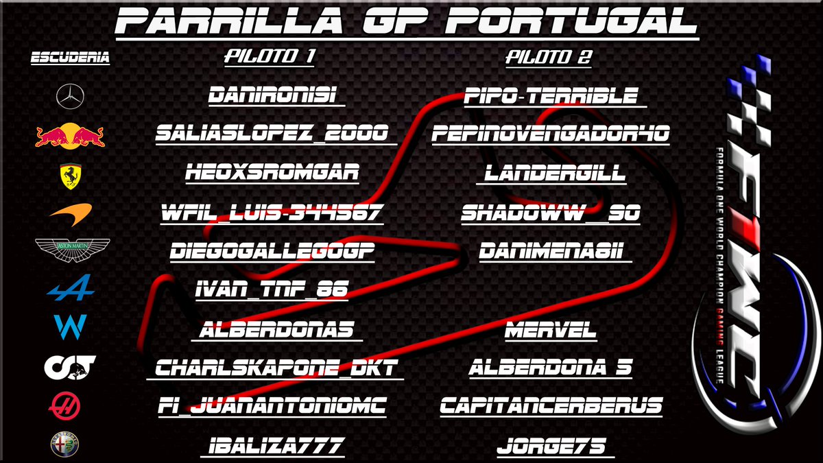 🏎💨𝗥𝗼𝘂𝗻𝗱 𝟭 Temporada 8 🏎💨
‼ ＧＰ ＰＯＲＴＵＧＡＬ ‼
🕥22:30
🎙Angelillo154🎙
twitch.tv/angelillo154