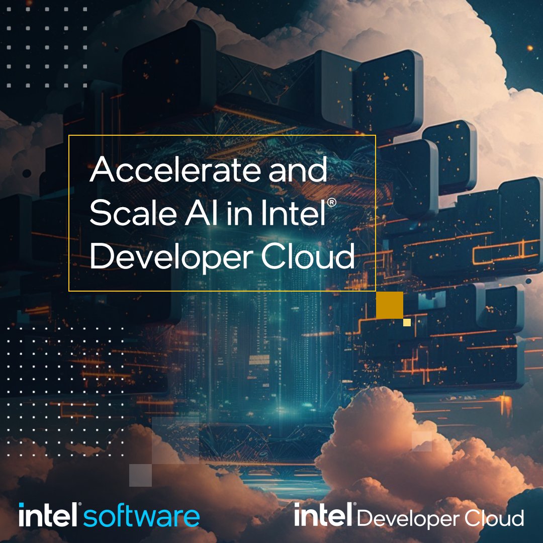 IntelSoftware's tweet image. Accelerate #AI on the latest Intel hardware and software with the #IntelDeveloperCloud. Developers, data scientists, and enterprises can build and test AI, machine learning, #HPC, and cloud applications. Learn more: intel.ly/48BfxMV

#IntelSaaS