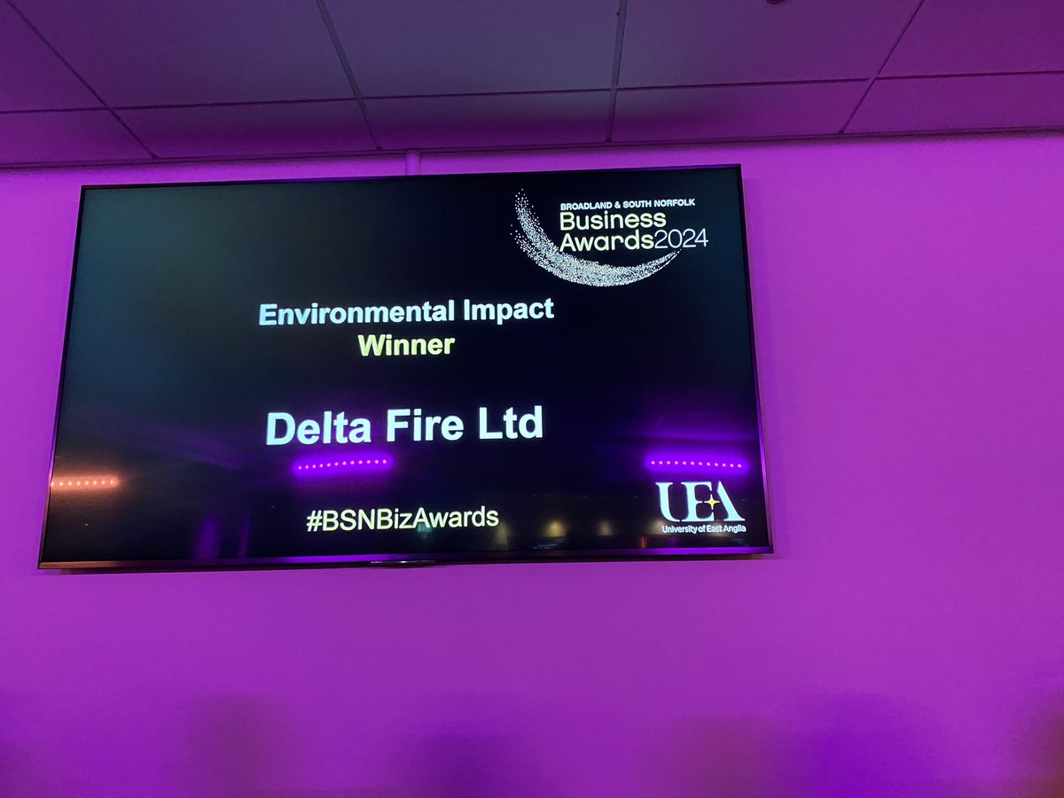 The Manufacturing community is out in full force tonight at the Broadland & South Norfolk Business Awards with @DeltaFireUK taking the win for Environmental Impact!! #BSNBizAwards