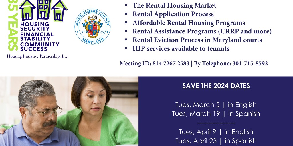 Join us tonight for HIP's monthly Tenant Info Session at 7:00 pm in English. 

March 6 in English
March 19 in Spanish 

ZOOM LINK: us02web.zoom.us/j/81472672583 
Meeting ID: 814 7267 2583