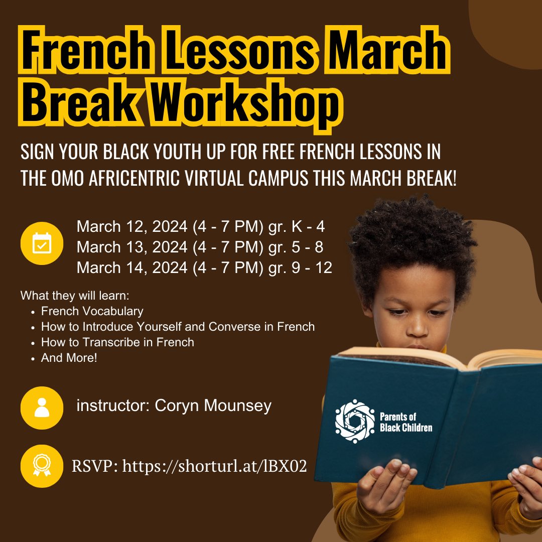 Sign up now for free French Lessons in the OMO campus this March Break! eventbrite.ca/e/french-lesso…