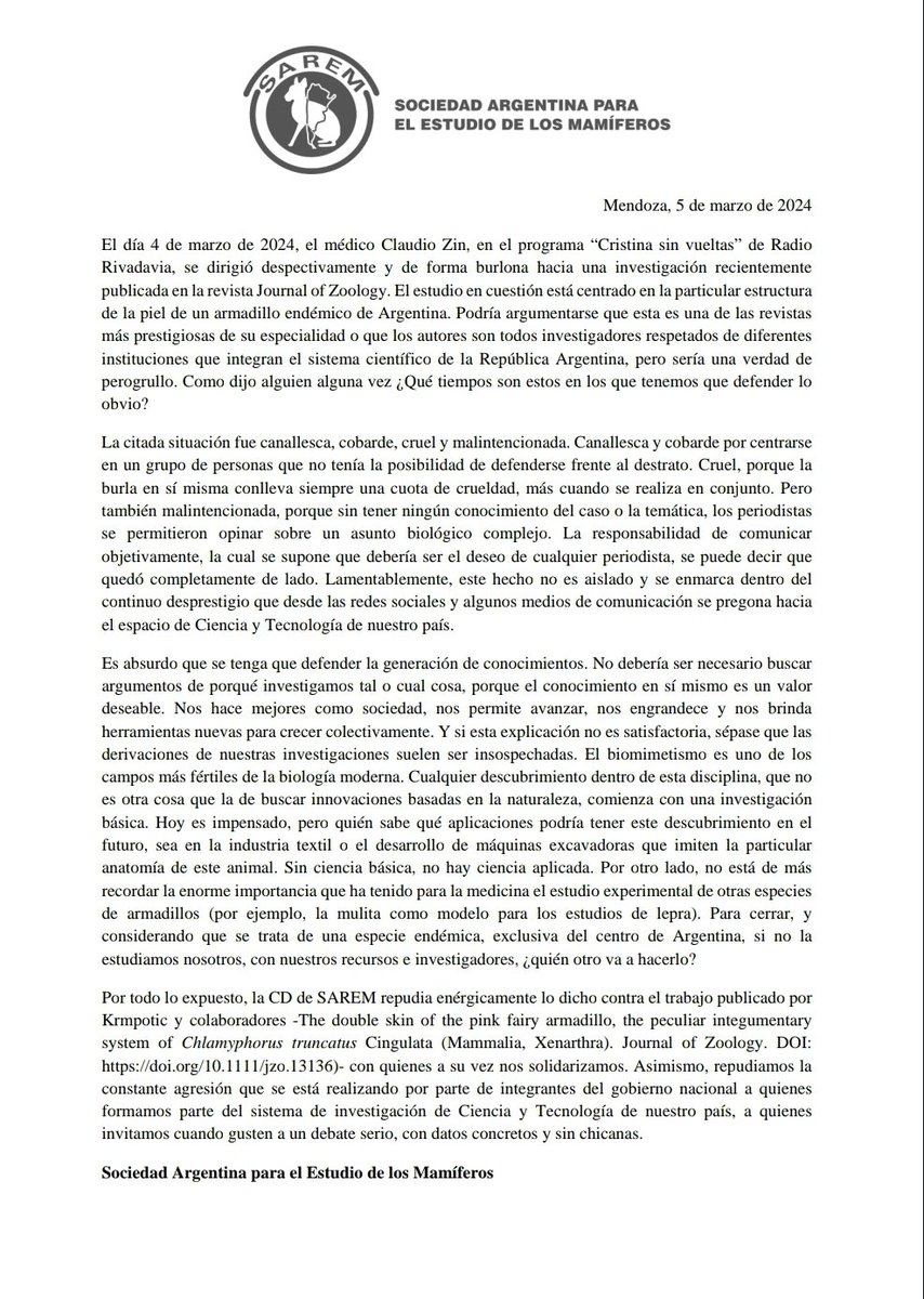 La declaración completa: