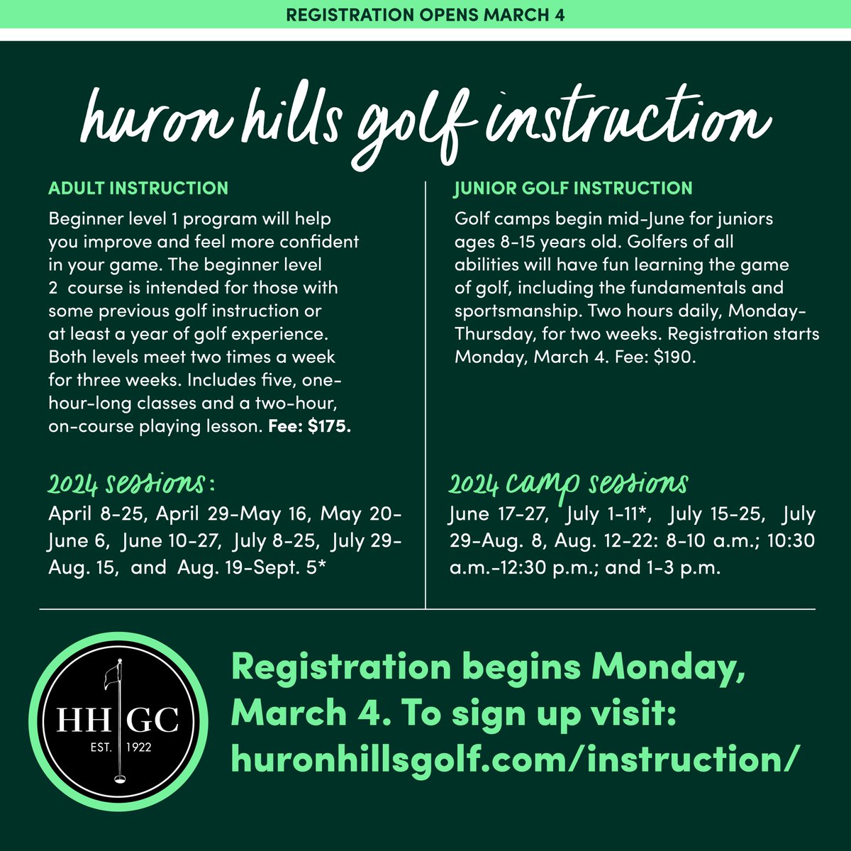 A2Parks's tweet photo. Sign up today for adult golf instruction and junior golf camp at @huronhillsgolf 
The program has something for everyone! #a2golf https://t.co/SQz2KqkwNx @ctnsport https://t.co/0v8kS5UbQH