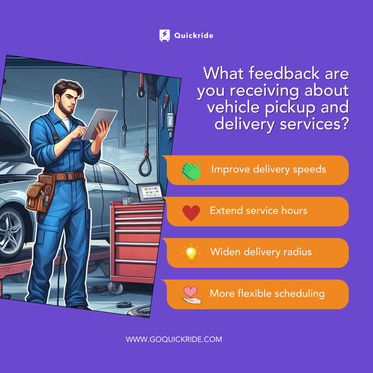 go_quickride's tweet image. 🚀 #Quickreaction: Struggles with vehicle pickup &amp;amp; delivery services? Smoother rides need better routes. 🛤️ Auto pros, dealers, managers, how are you shifting gears? 🔄 Share or vote! #DriveChange 🚀