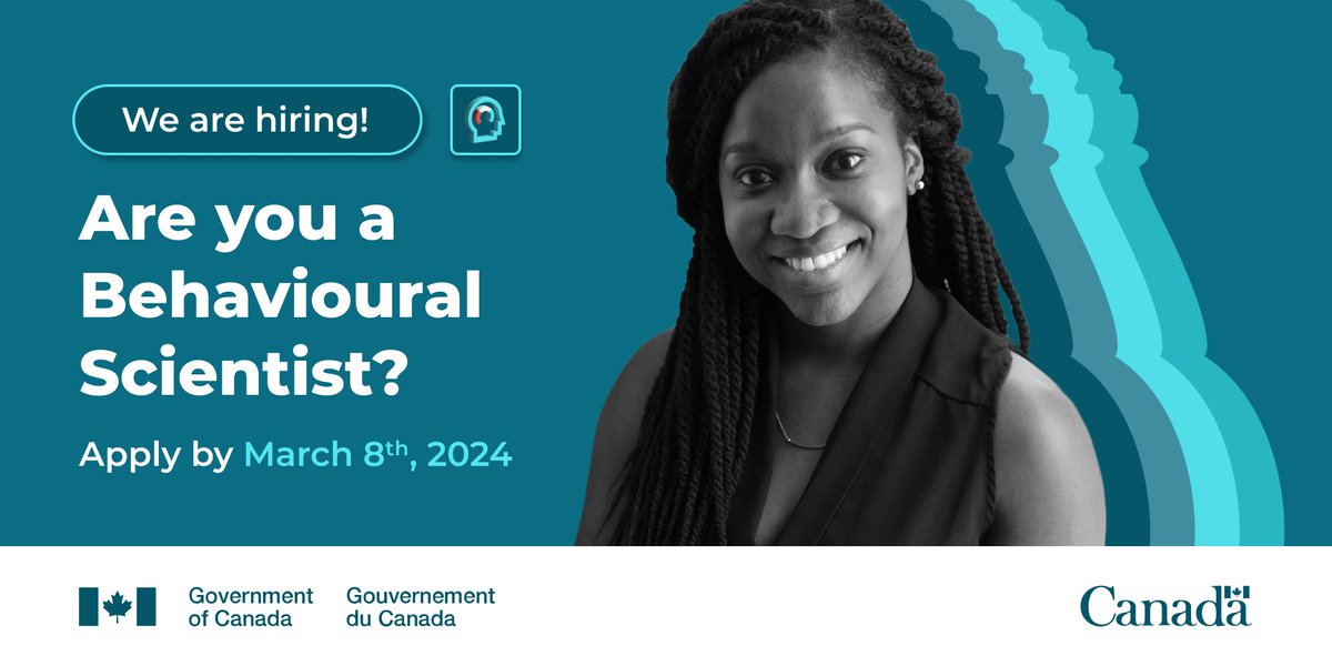 #ImpactCanada is looking 👀 for the next cohort of Behavioural Science Fellows. #BeSci Fellows will have a unique opportunity to influence change, generate impact on priority policy issues, and grow knowledge and skills in #BeSci.  

Apply now! #GCjobs ow.ly/SBiU30sArpI