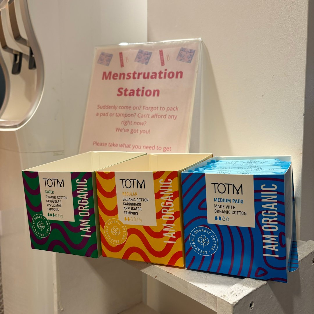 Free period products are now available across all four BU campuses! You Full-Time Officer team has worked with BU to ensure you can easily access organic, sustainable menstrual products conveniently placed on the Ground Floor of most buildings.