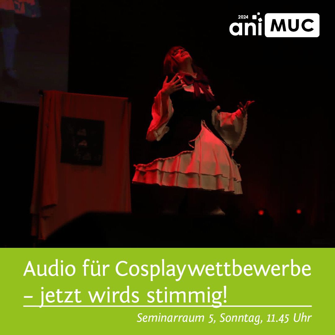 Der Cosplaywettbewerb naht und die Idee, was man auf der Bühne zaubern möchte, ist im Kopf bereits ausgereift. Fehlt noch das Kostüm. Und die Requisite. Und... das Audiofile?
Putzt euch die Ohren! Denn es gibt was zu hören...
Alle weiteren Infos unter: animuc.de/project/audio
