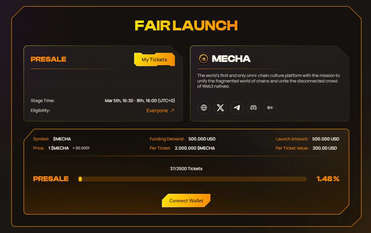 OmniMechaCoin's tweet photo. 🚨 OFFICIAL MECHA TICKETS ARE OPEN NOW! 🚀 

DONATE HERE: https://t.co/iQo3V1zQO1

#MECHA  #Ominchain #Axelar #Launchpad https://t.co/mdE5i4Jp65