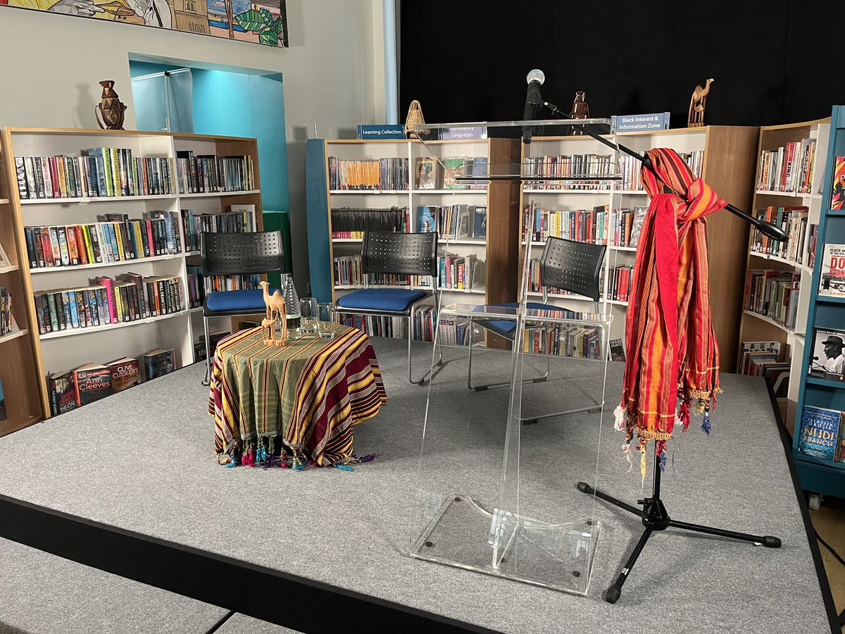 The stage is set! Not long until the Poet Laureate’s library tour starts tonight at Harlesden Library 🤩
