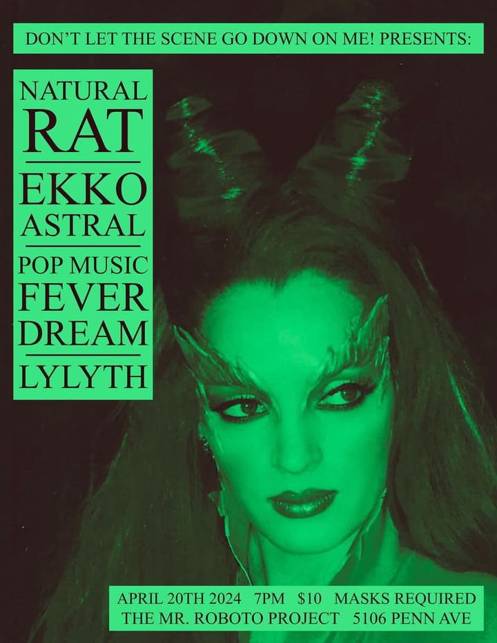 april 20 pittsburgh baybee <a href="/RobotoProject/">The Roboto Project</a> 

w/ <a href="/NaturalRat/">Natural Rat</a>, pop music fever dream, lylyth

tix: allevents.in/mobile/amp-eve…