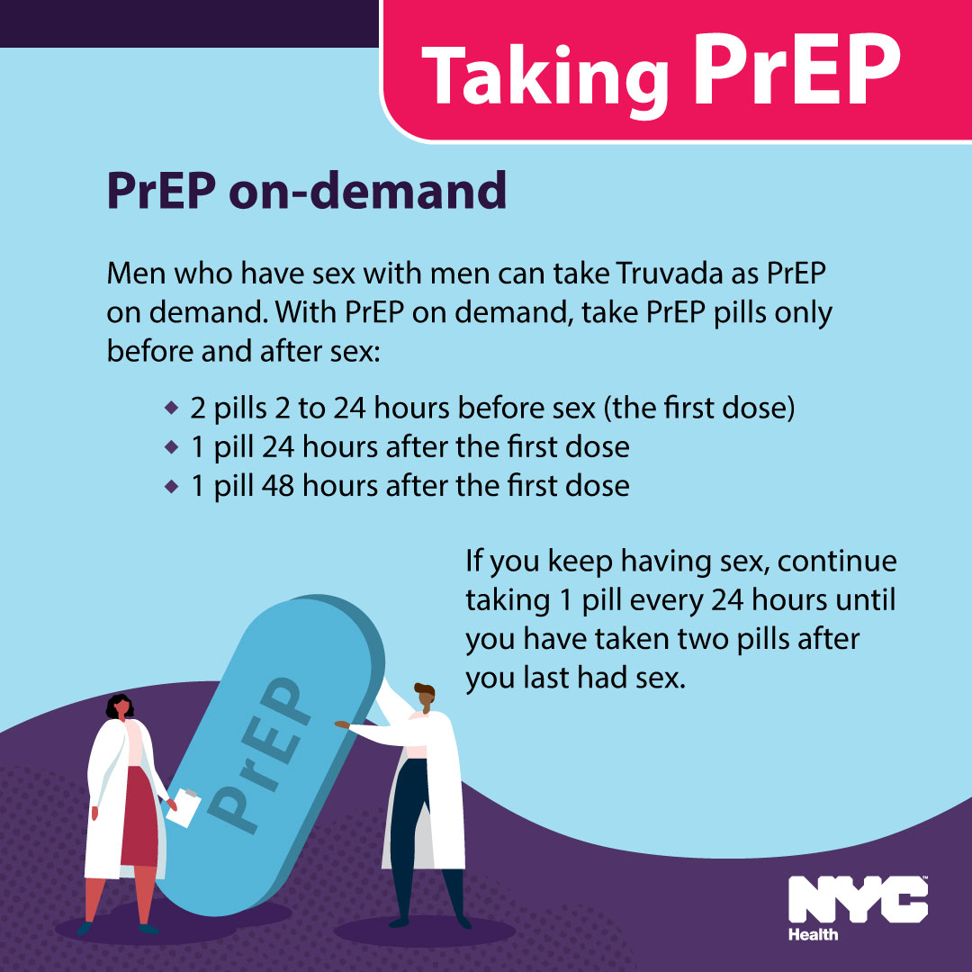 PrEP is safe and effective medicine that prevents HIV. There are three ways to take it: ✅ Daily PrEP ✅ Injectable Prep ✅ PrEP on-demand To get started on PrEP, talk to your health care provider or visit an NYC Sexual Health Clinic: on.nyc.gov/prep