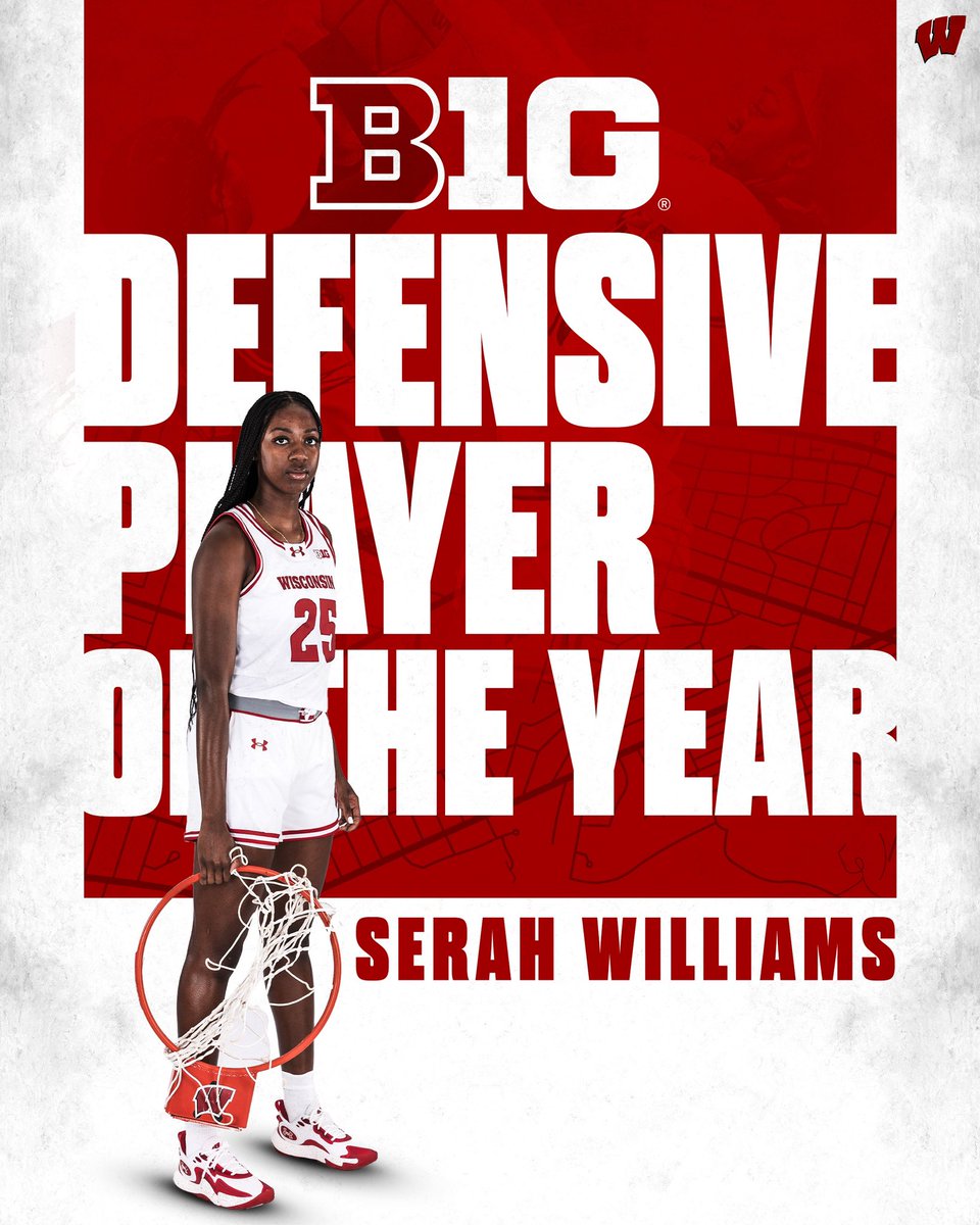 BadgerWBB's tweet photo. Are you shocked? We aren’t 🤪
@SerahWilliams25 is the first Defensive Player of the Year for the Badgers since 2001! https://t.co/qs7oG4Yt2G