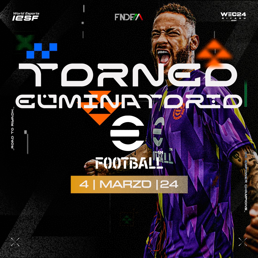 Torneo eliminatorio de EFootball rumbo al #WEC2024 🎮🏆

Torneo que promete juntar a los mejores y demostrar quien es el más capaz para representar a México.

INFORMES E INSCRIPCIONES:
efootball.mx/index.php/FNDE…

#fndem #iesf #pesfootball
IESF - International Esports Federation