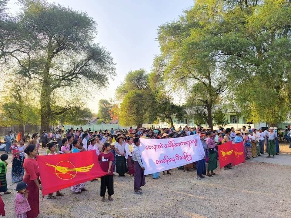 An anti-coup revolutionary protest somewhere in Sagaing region.  #2024Mar5Coup #FacebookDown #WhatsHappeningInMyanmar