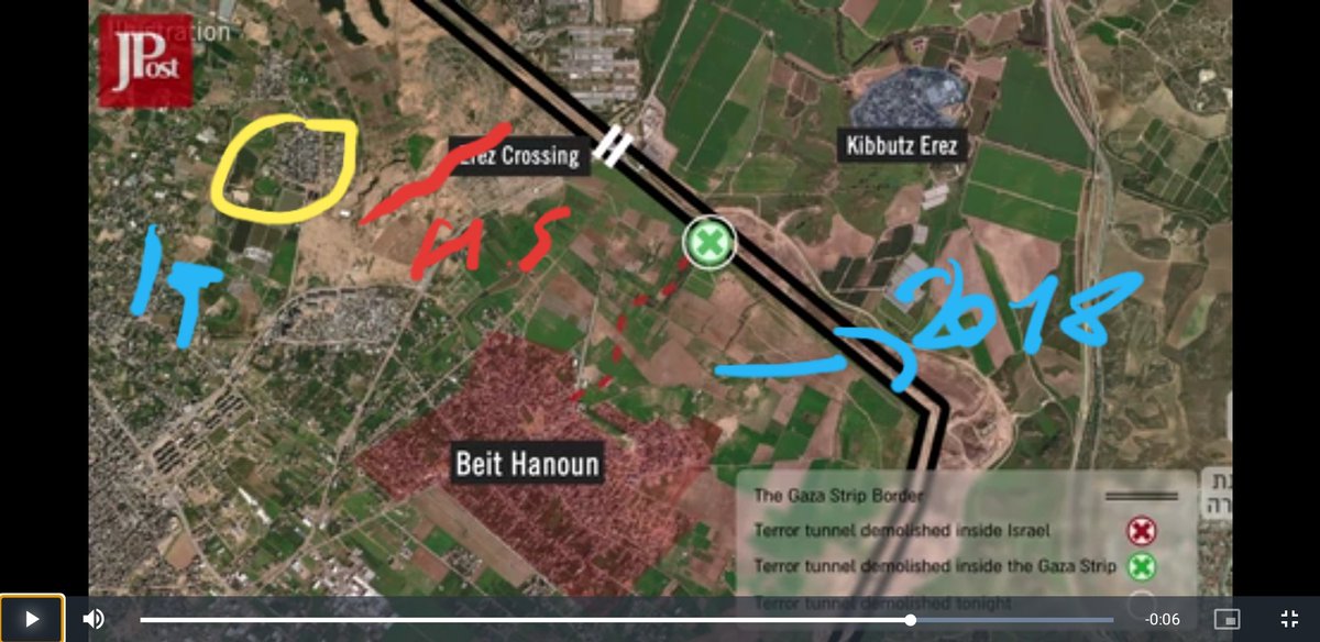 In rosso il mega tunnel di Hamas scoperto dopo il 7/10. In giallo l'insediamento della cooperazione italiana presente a Gaza dal 2014. In blu un tunnel simile distrutto nel 2018. Domanda: davvero potevano essere all'oscuro della sua esistenza?