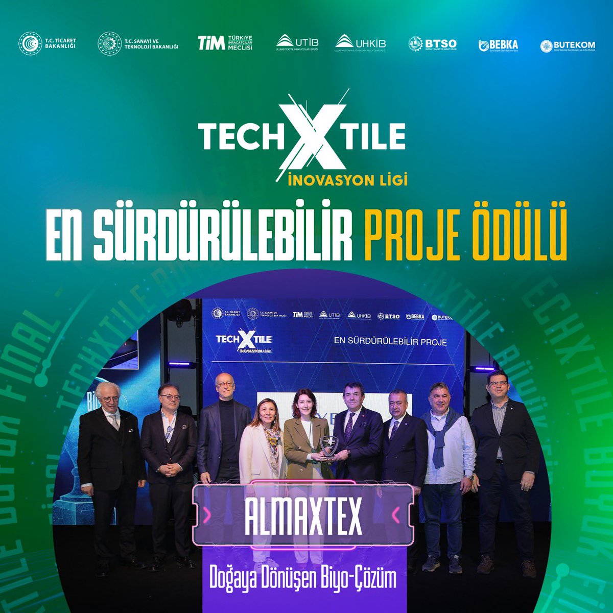TechXtile İnovasyon Ligi’nde En Sürdürülebilir Proje Ödülü “Doğaya Dönüşen Biyo-Çözüm” projesi ile ALMAXTEX’in oldu! 

Tüm katılımcılarımıza teşekkür ederiz!