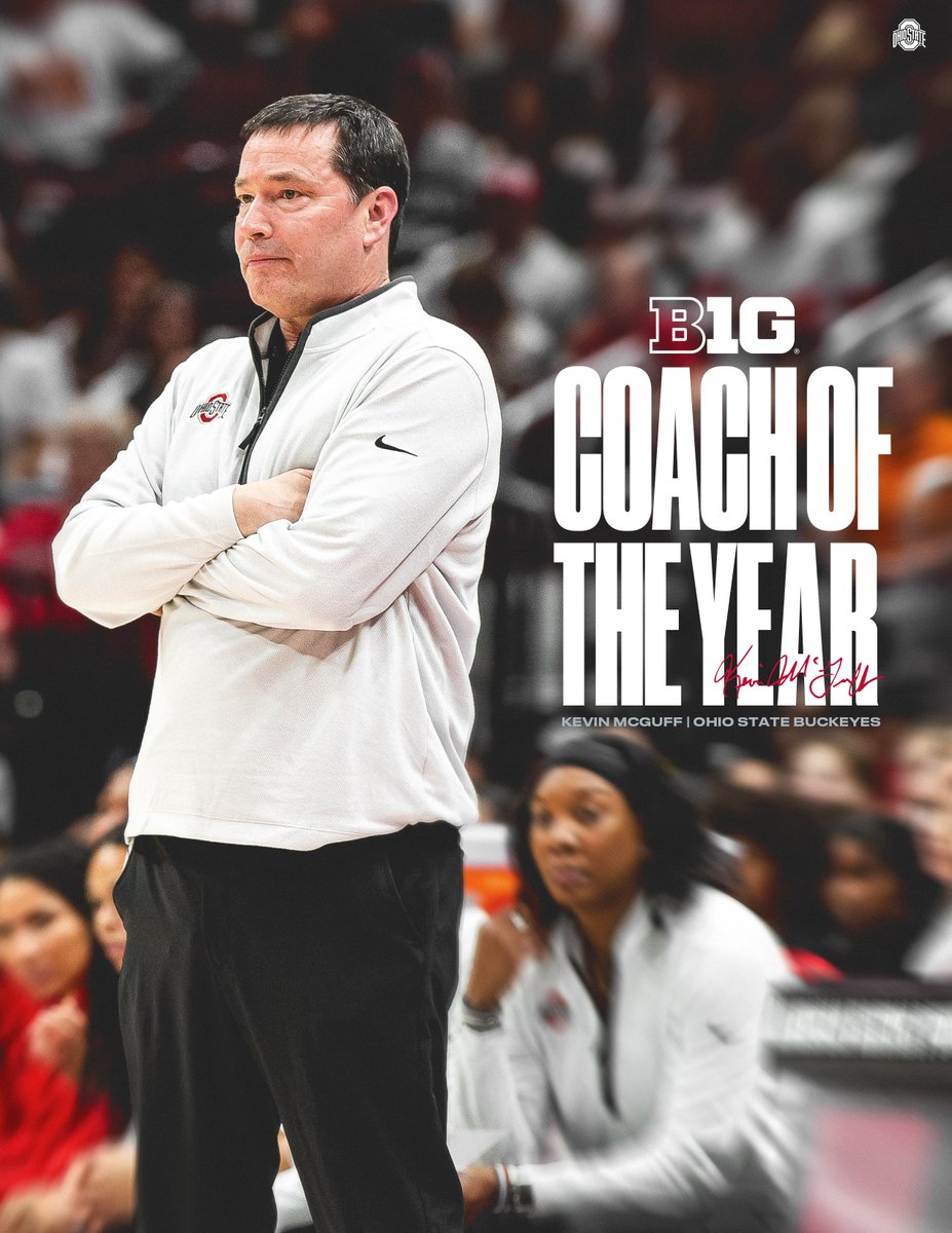 Congratulations to Coach McGuff on being named Big Ten Coach of the Year 🎉‼️ #GoBucks