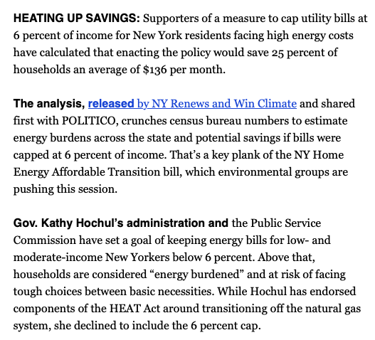 NY Renews (@nyrenews) on Twitter photo 1 / New report shows just how much NYers could save with the *full* #NYHEAT Act.
If NY capped utility bills at 6% of income, households would save an average of $136 a monthāthat's real money freed up for NYerās groceries and rent.
#NYHEAT now! @CarlHeastie
<a href="/politicony/">POLITICO New York</a> 1 / New report shows just how much NYers could save with the *full* #NYHEAT Act.
If NY capped utility bills at 6% of income, households would save an average of $136 a monthāthat's real money freed up for NYerās groceries and rent.
#NYHEAT now! @CarlHeastie
<a href="/politicony/">POLITICO New York</a>