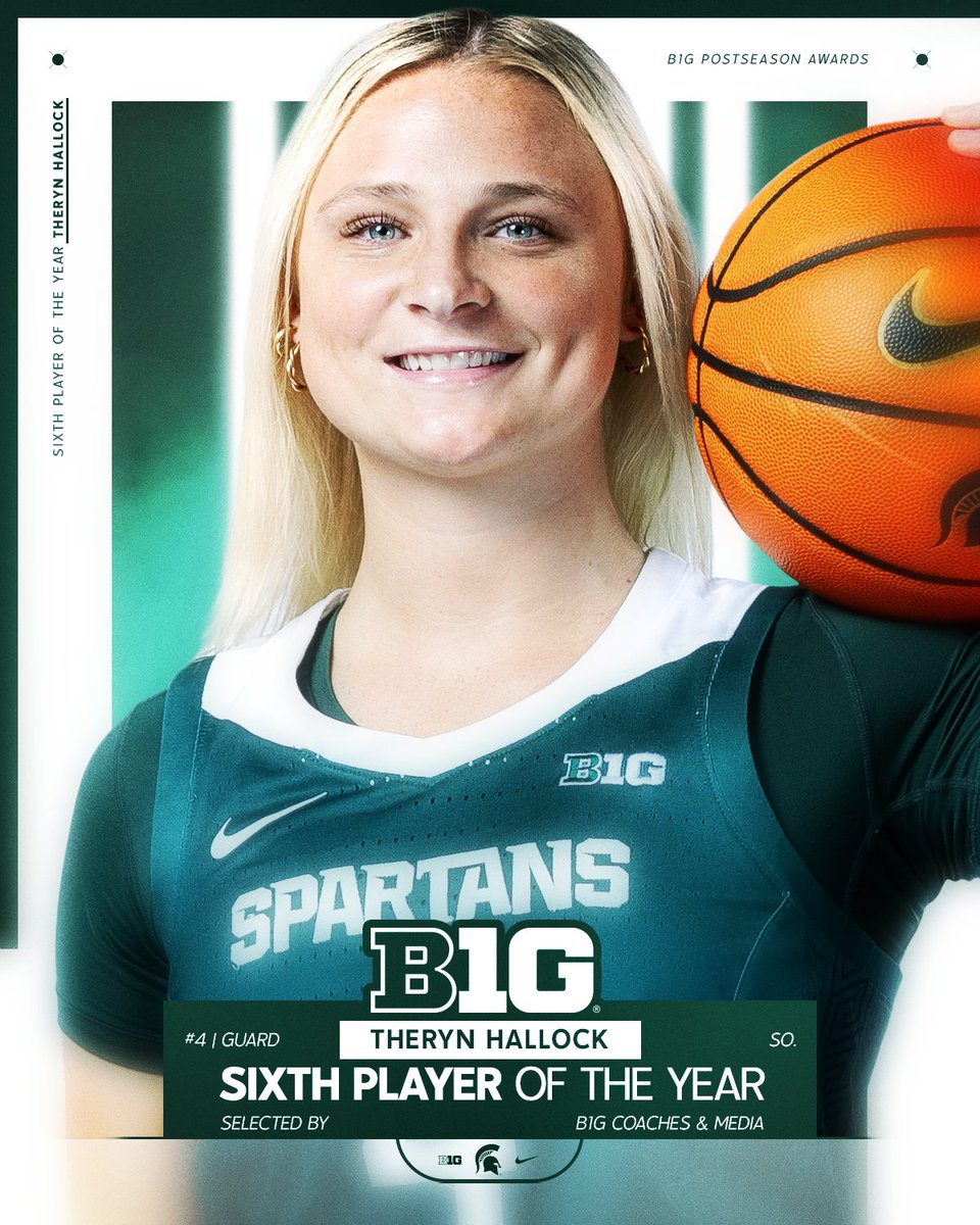 BIG TEN SIXTH PLAYER OF THE YEAR🏆

Our spark plug, <a href="/HallockTheryn/">Theryn Hallock</a> 🔋

#GoGreen