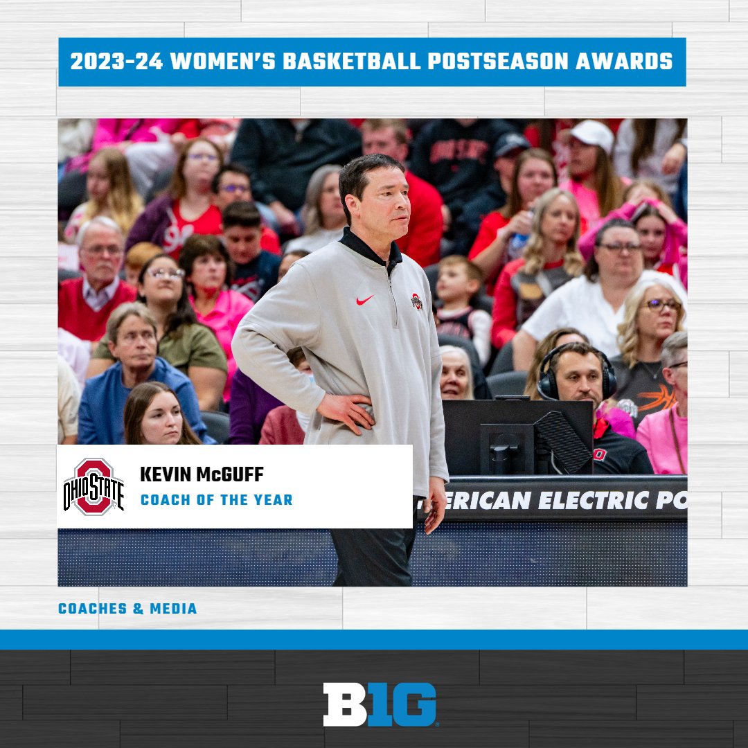 Congrats to @ohiostatewbb’s Kevin McGuff - the #B1GWBBall Coach of the Year!