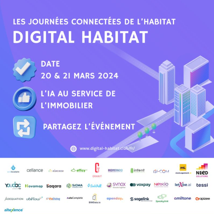 📅Nous sommes ravis de faire partie des partenaires de cette édition <a href="/DigitalHabitat_/">Digital Habitat</a>  qui aura lieu les 20 et 21 mars 2024. Un évènement qui met en avant le digital au service de l’habitat lors de deux journées connectées ! Découvrez le programme 👉 digital-habitat.club/fr/