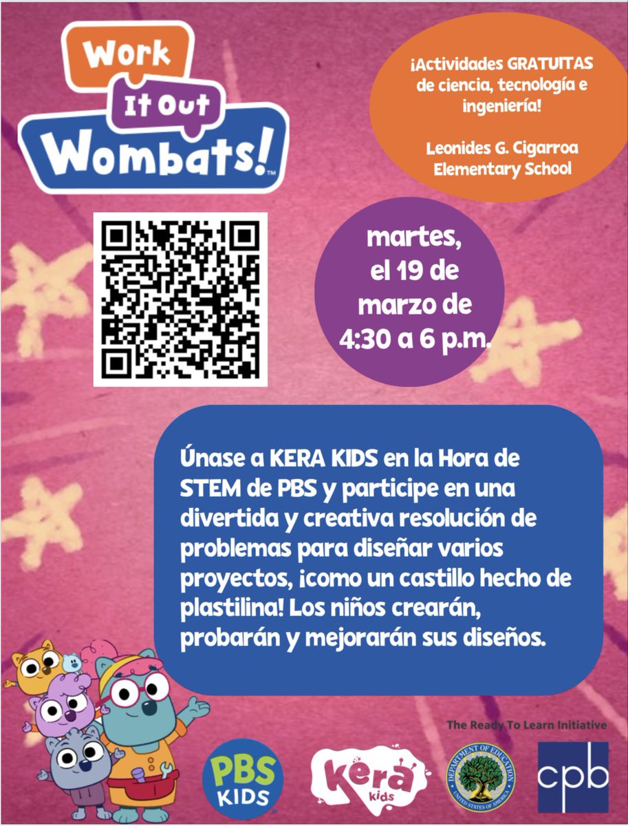 cigarroacowboys's tweet photo. We are having our awesome KERA partnership come out to do a PBS Steam Hour with our families. If you are interested please see the sign up QR code and register! @SoniaLoskot @CJCluster1 🔬🥼 https://t.co/7852UMcDZk https://t.co/MCOGtbbX6h