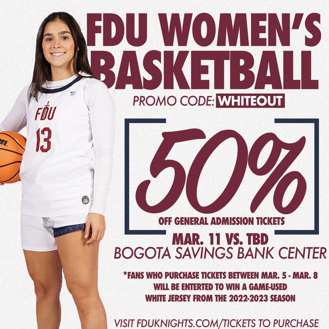 Get your tickets NOW for our first round of playoffs on Monday, Mar. 11 on NEC Front Row! 📍 Bogota Savings Bank Center (Hackensack, N.J.) 🎟️ FDUKnights.com/Tickets #uKNIGHTED⚔️