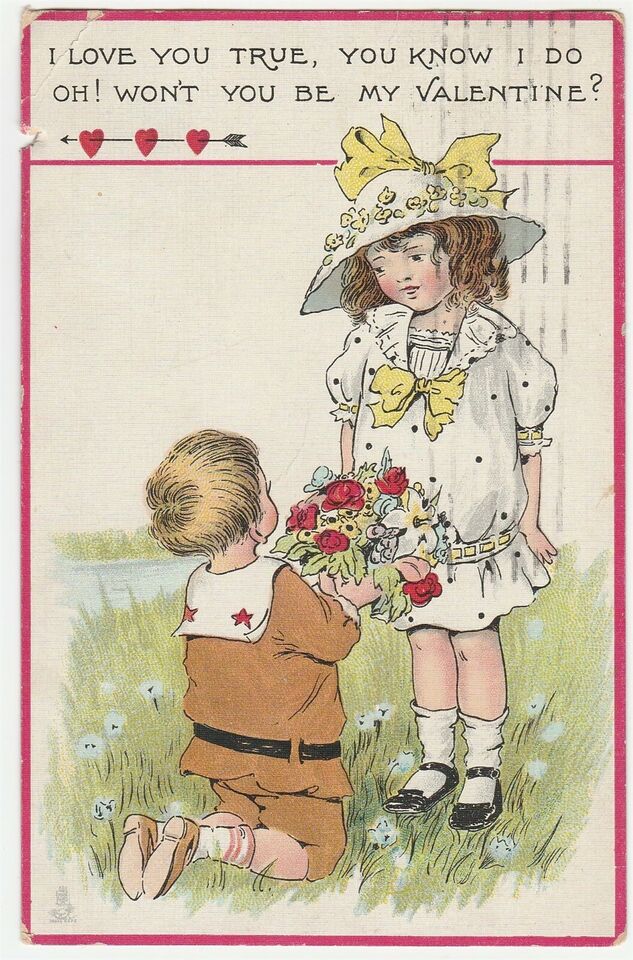 Vintage Postcard Valentine Boy Gives Flowers to Girl 1914 Raphael Tuck ebay.com/itm/3533431879… #vintage #ephemera #eBay #birdhousebooks #postcards #vintagepostcards