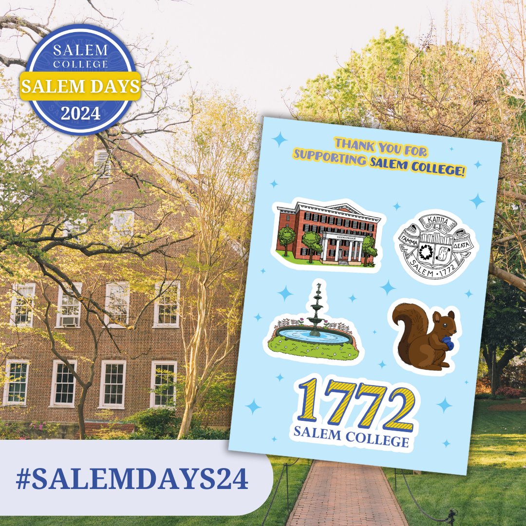 No gift is too small and every single gift to Salem makes a big difference. Make your gift during Salem Days and we’ll mail you this limited-edition Salem College sticker pack as a thank you!   Join Salem Days Here: bit.ly/48JtmJg