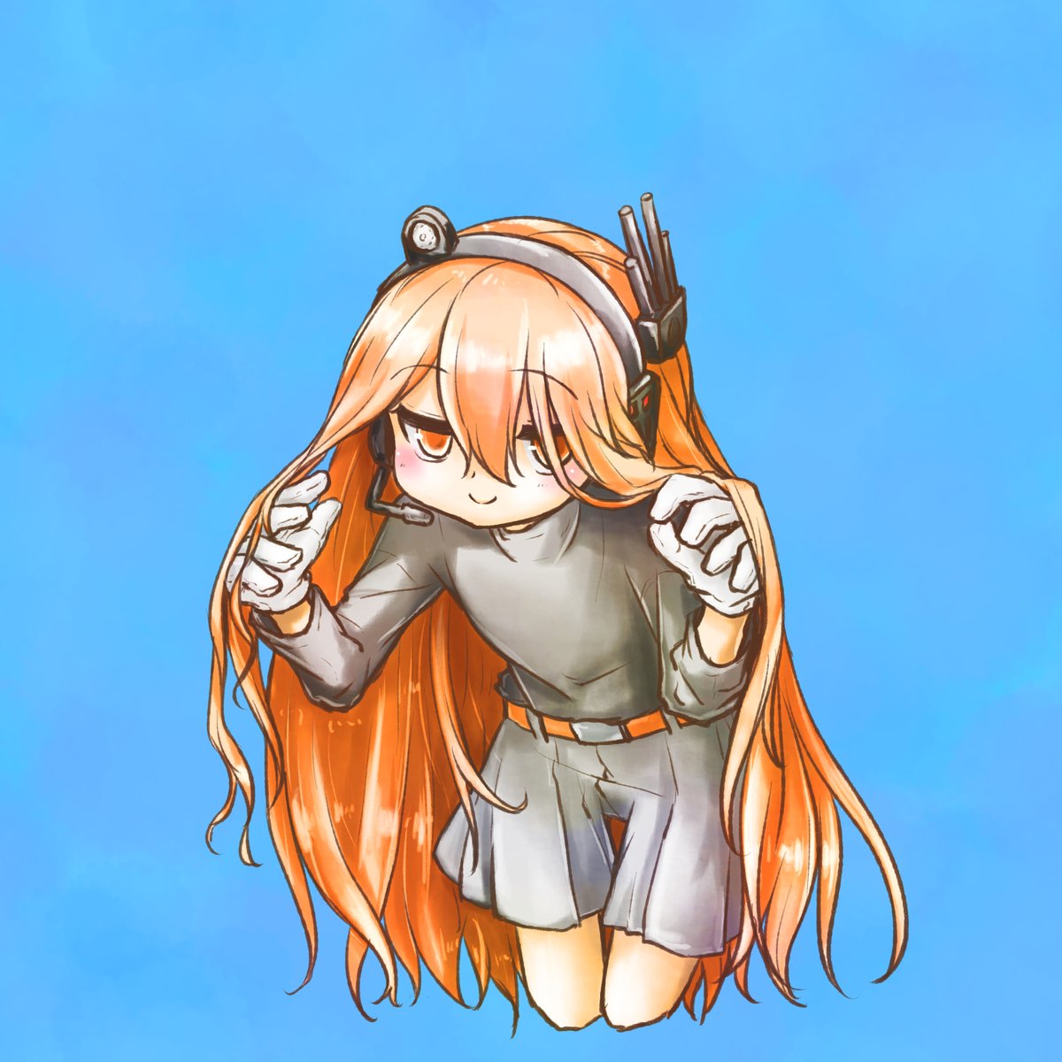 adachi rei 1girl solo long hair gloves orange hair smile white gloves  illustration images