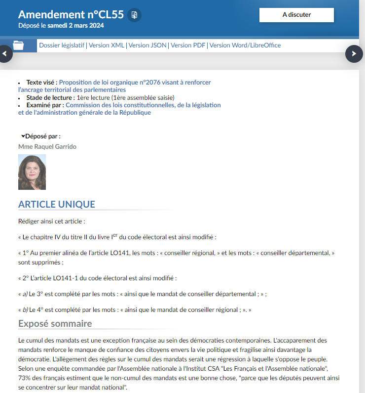 Cedsimon's tweet photo. Un texte proposant de rétablir en partie le cumul des mandats est examiné mercredi en commission. Raquel Garrido (LFI) veut au contraire durcir la loi, en interdisant d'être à la fois député et conseiller régional (comme par exemple ses collègues Sophia Chikirou et Paul Vannier) https://t.co/NTIEIZQwzz